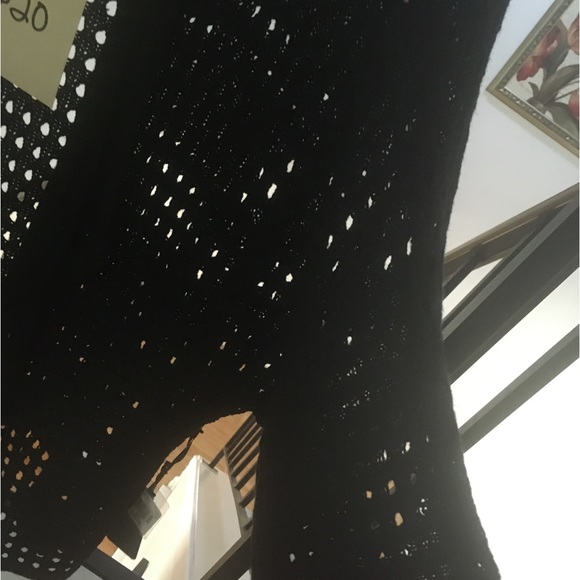 Size small half sleeve eyelet black open front cardigan - Picture 2 of 6